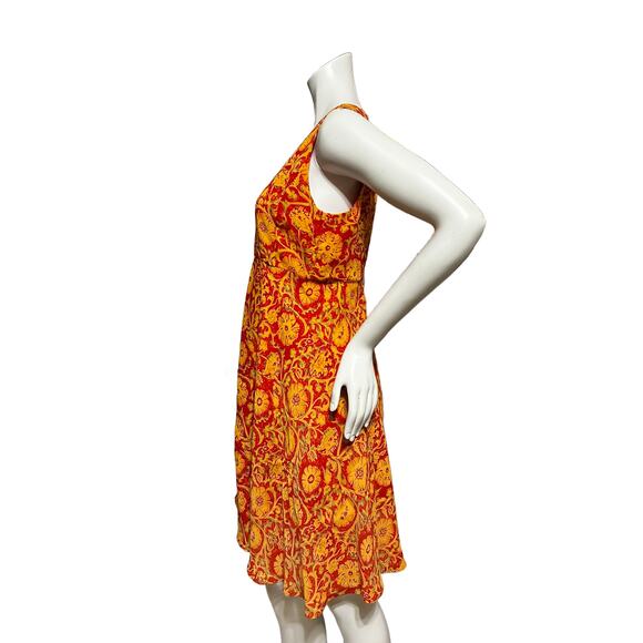 Adrienne Vittadini Orange Floral Sleeveless Fit and Flair Dress Size 4 - Picture 2 of 4